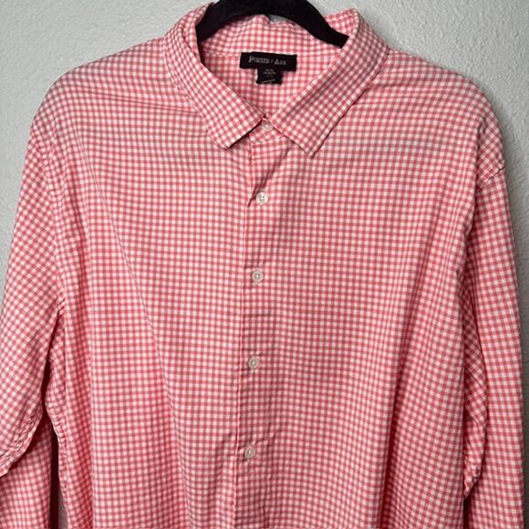 Porter & Ash Mens X-Large Lt Orange Gingham LS Button Up Shirt - Picture 6 of 14